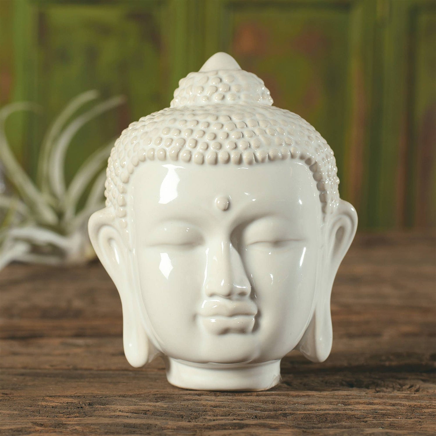 Tabletop Art | Ceramic Buddha Head - White