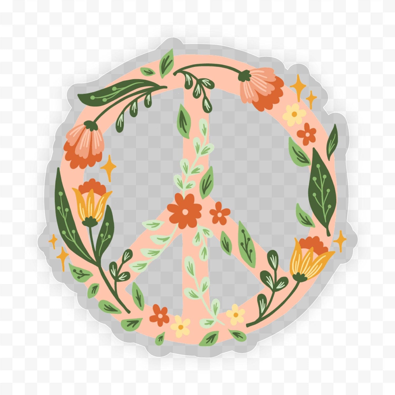 Sticker | Floral Peace Sign Clear Sticker