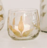 Candle Votive Holder | Botanical Glass Elder Leaf