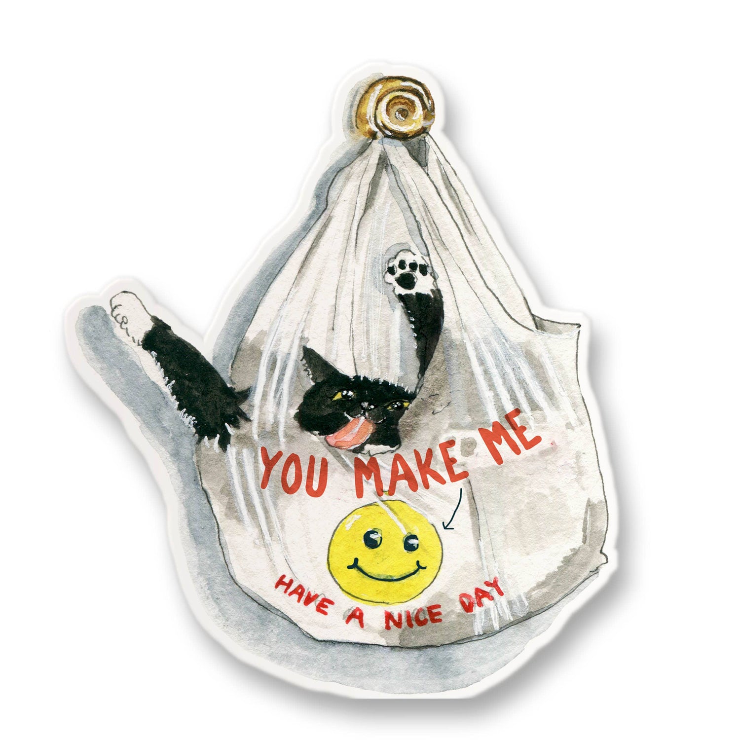 Vinyl Sticker | Funny Bag Cat