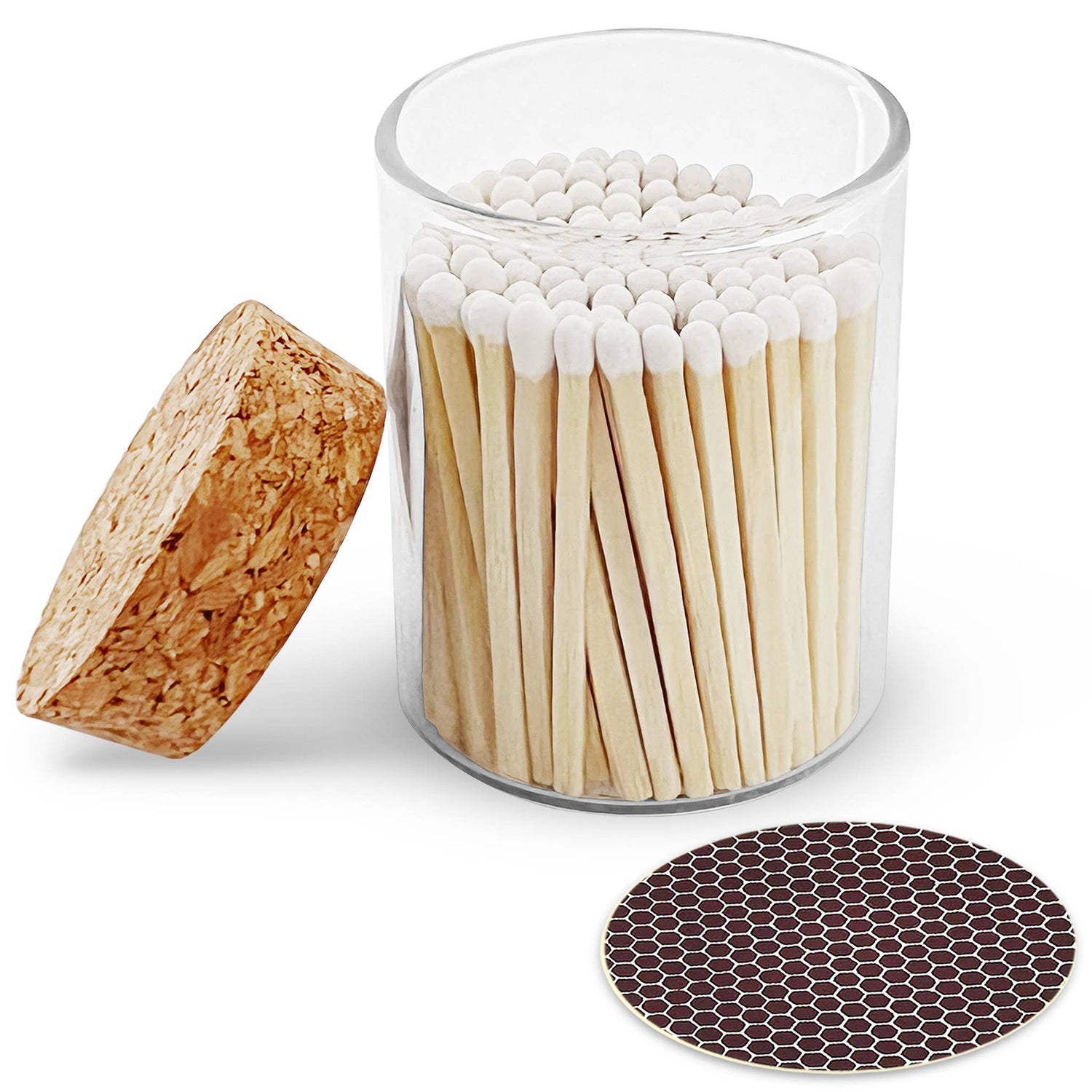 Apothecary Safety Matches Set | 2" Matches in Cork Top Glass Jar