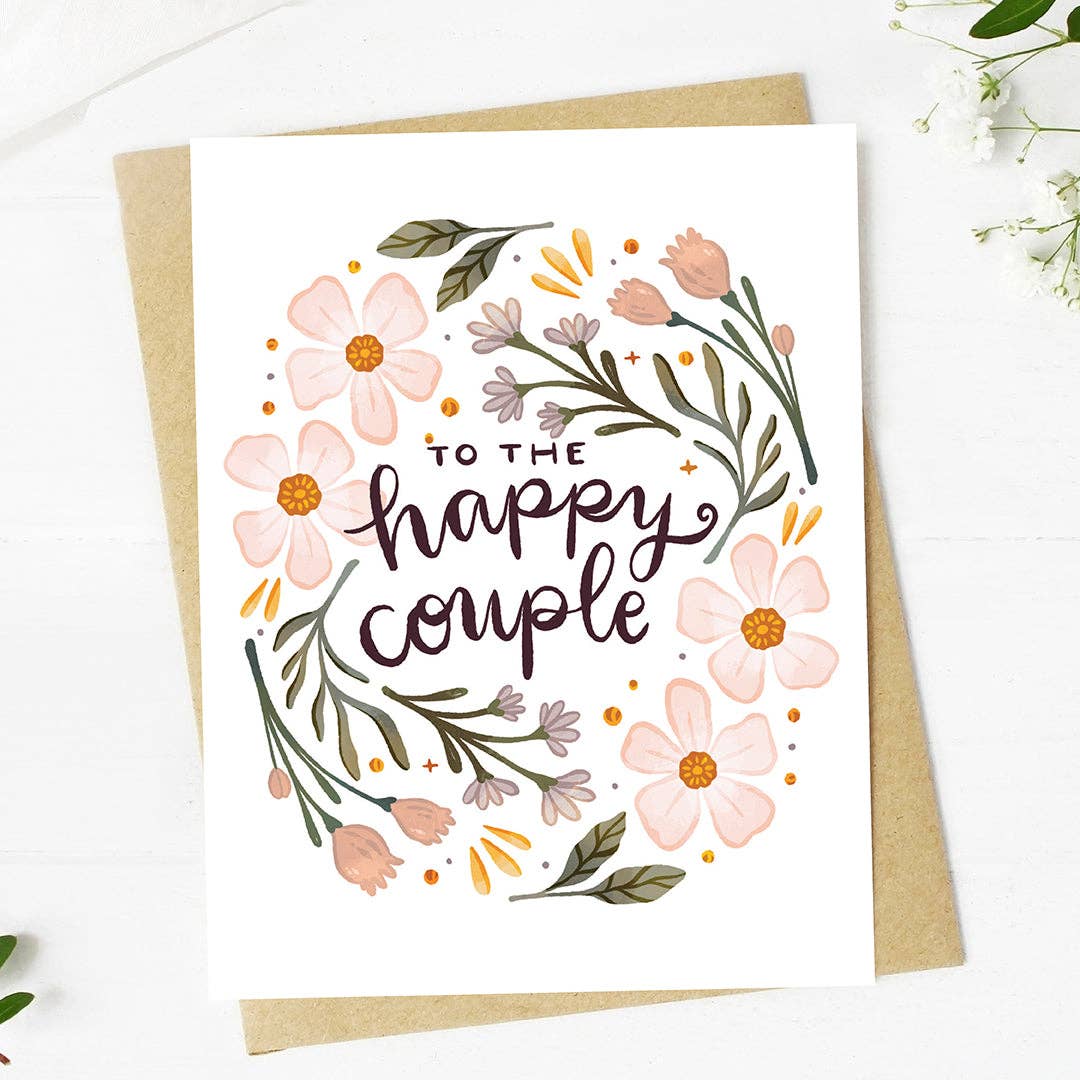 Greeting Card | "To the happy couple" Pink Florals