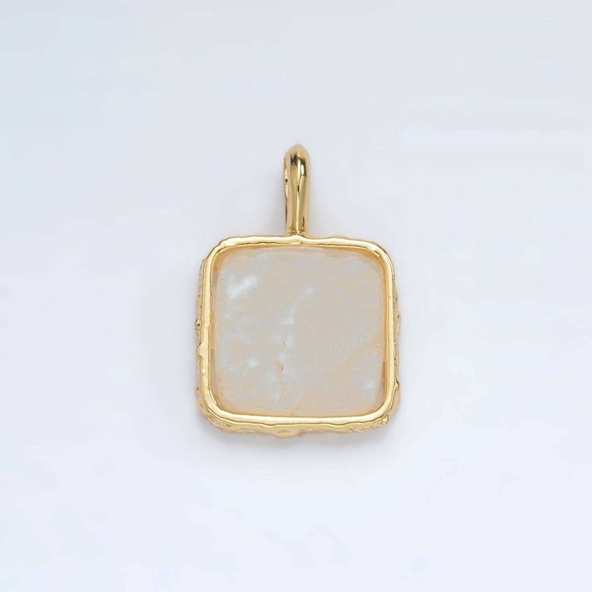 Square Gemstone Pendant Necklace | Moonstone, Labradorite, Moss Agate | 24K Gold Filled 18mm