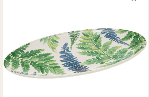 Stoneware Tray | Oval Ferns + Greenery