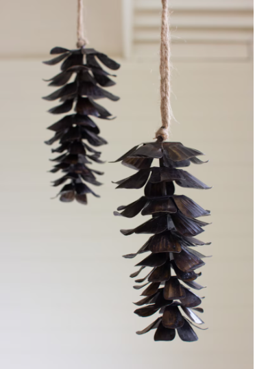 Ornament | Antique Brown Metal Pinecone Decor