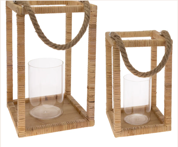 Indoor/Outdoor Decor | Rattan Wrapped Lantern Candle Holder