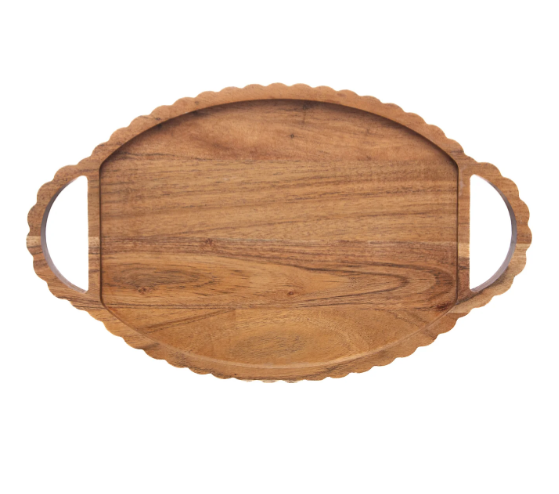 Tray | Wooden Acacia Scalloped