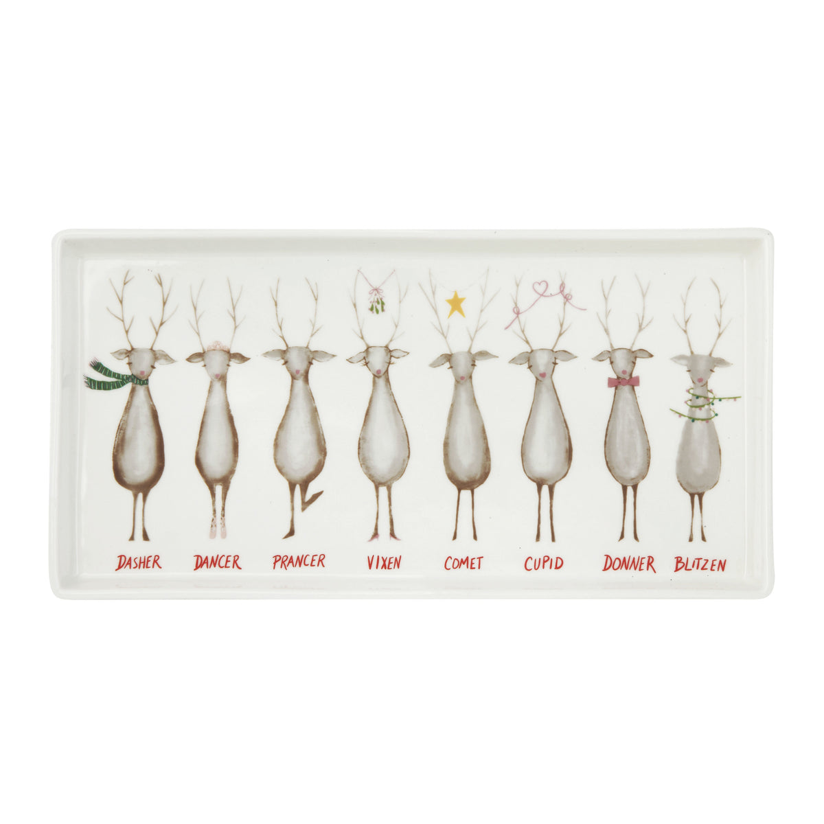 Stoneware platter with Santa's reindeer