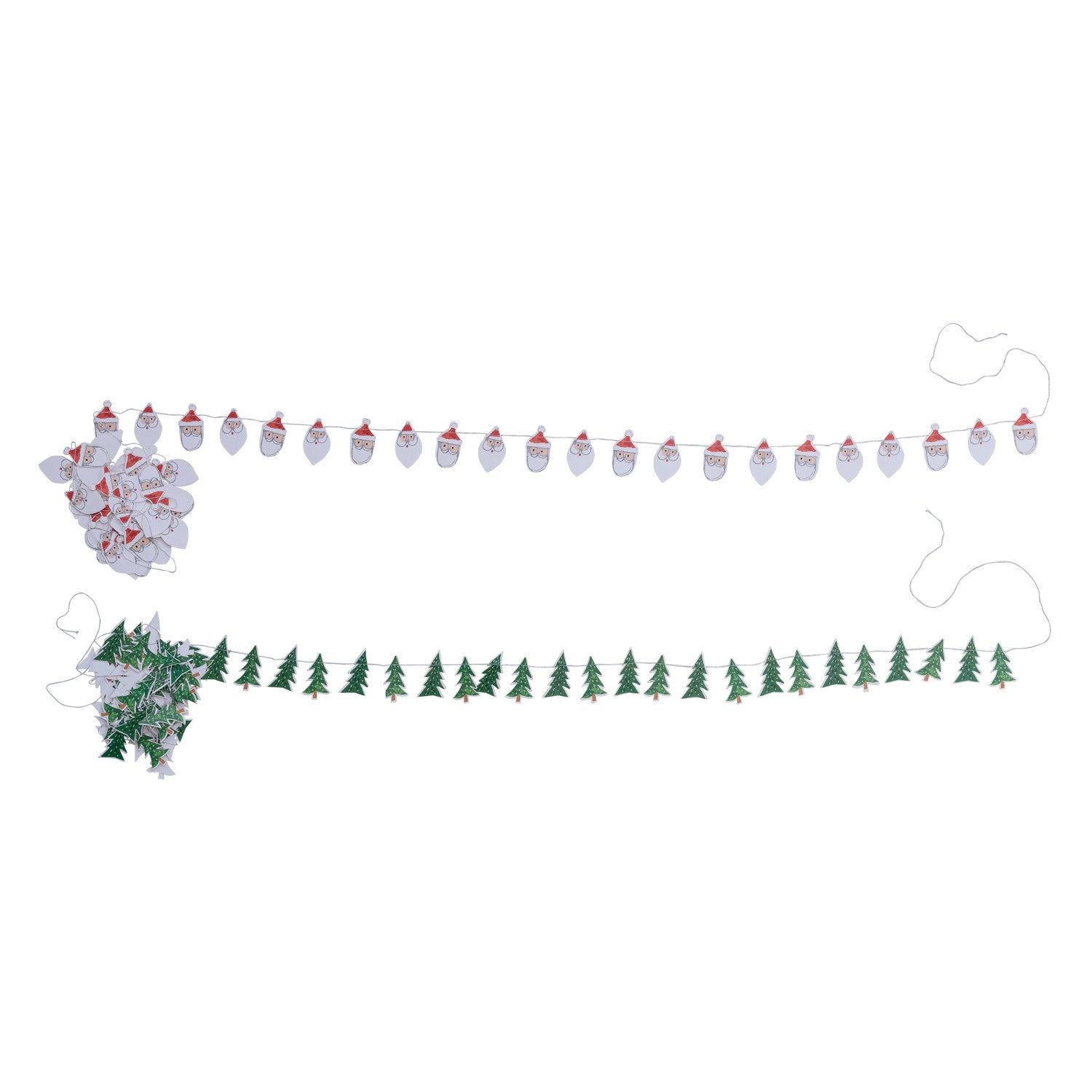 118"L Printed Recycled Paper Tree/Santa Garland, Multi Color, 2 Styles