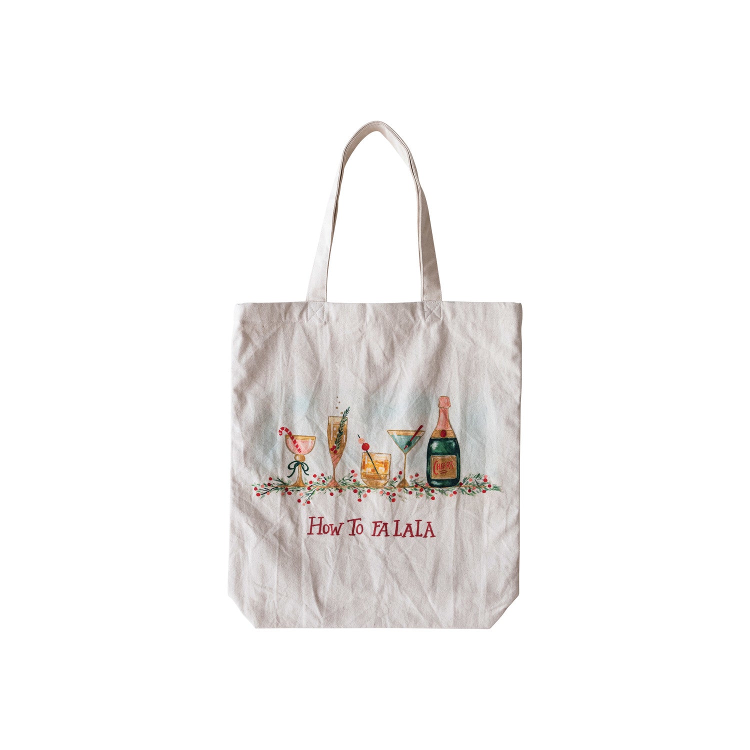 Cotton Printed Tote Bag w/ Handles & Holiday Cocktails ©