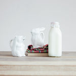 White ceramic hedgehog creamer, alternate view