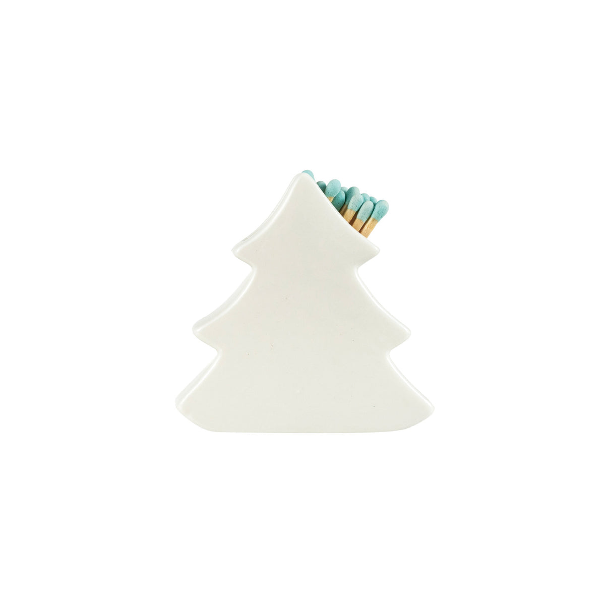White stoneware tree match holder with striker