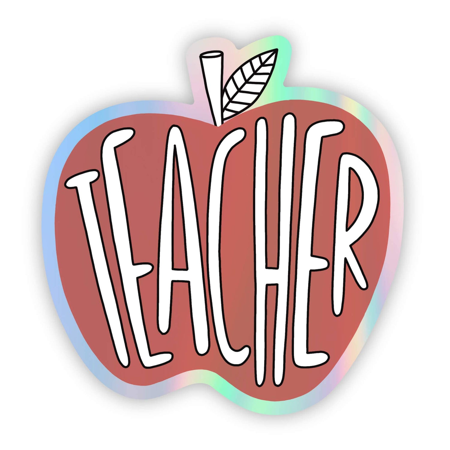 Sticker | Holographic "Teacher" Red Apple